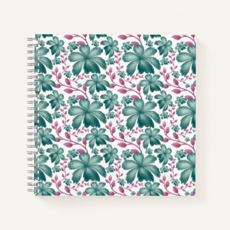 Carnet Motif floral à l'aquarelle sarcelle avec botanique