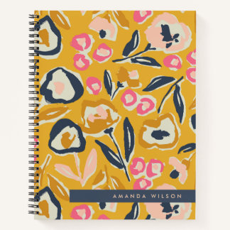 Carnet Motif floral à l'encre gras main levée de jardin d