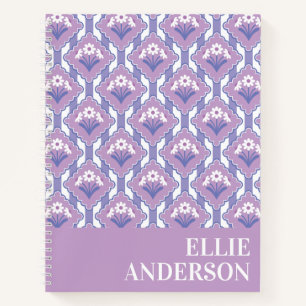 Carnet Motif floral à rayures de marguerite Bleu lilas la