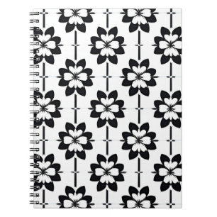 Carnet Motif floral abstrait noir et blanc