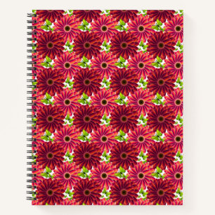 Carnet Motif floral audacieux avec papillons Rouge vibr