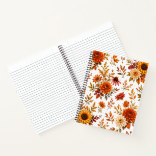 Carnet Motif floral automnal vintage avec tournesols