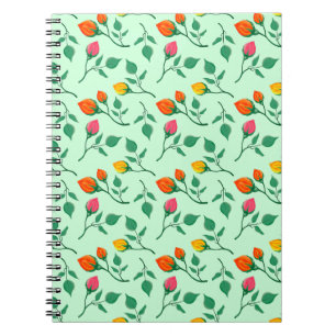 Carnet Motif floral avec fleurs roses colorées