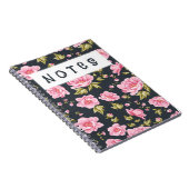 Carnet Motif Floral Avec Fleurs Roses Et Feuilles Verts (Côté Droit)