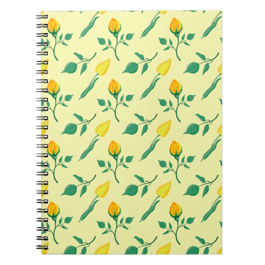 Carnet Motif floral avec rose jaune et fleurs de tulipe (Devant)