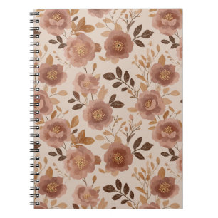 Carnet Motif floral beige et rose poussiéreux Boho