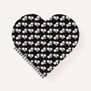 Carnet Motif floral blanc élégant sur fond noir