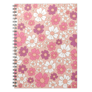 Carnet Motif floral blanc, pourpre et roux