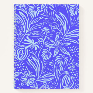 Carnet Motif floral bleu clair-lilas
