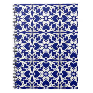 Carnet Motif floral bleu et blanc élégant