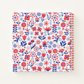 Carnet Motif floral bleu et corail (Dos)