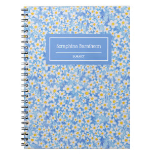 Carnet Motif floral bleu marais Monogramme