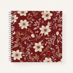 Carnet Motif floral botanique de cottage rouge vintage