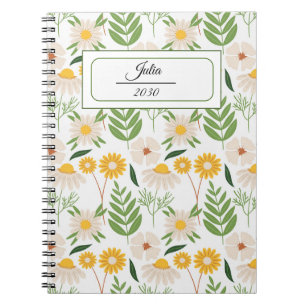 Carnet Motif floral botanique vintage personnalisé