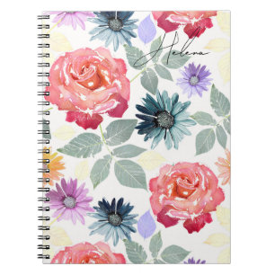 Carnet Motif floral coloré aquarelle.