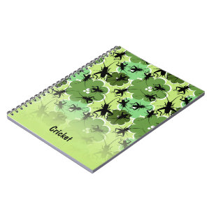 Carnet Motif floral de cricket vert + noir