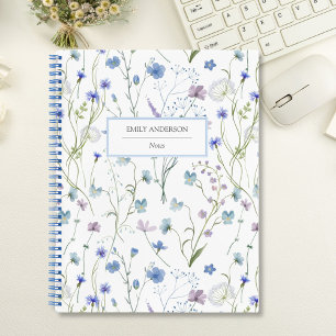 Carnet Motif floral de fleurs sauvages jolies bleu violet