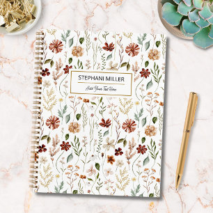Carnet Motif floral de jardin de fleurs sauvages d'automn
