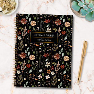 Carnet Motif floral de jardin de fleurs sauvages d'automn