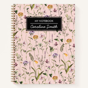 Carnet Motif floral de jardin de fleurs sauvages personna