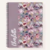 Carnet Motif floral de lilas monogrammé (Devant)