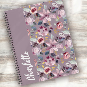 Carnet Motif floral de lilas monogrammé