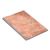 Carnet Motif floral de papier d'aluminium or et rose clai (Côté Droit)