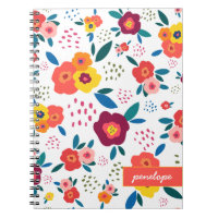 Motif floral de pavot moderne Corail Nom du script