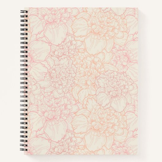 Carnet Motif floral de pivoine rose (Devant)