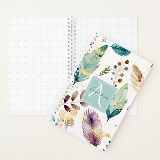 Carnet Motif floral de plumes Monogramme (À l'intérieur)