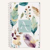 Carnet Motif floral de plumes Monogramme (Recto)