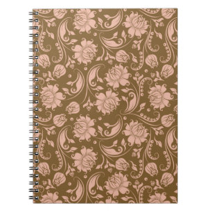 Carnet Motif floral de rose et de brun