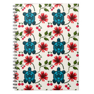 Carnet Motif floral de tortue mignonne