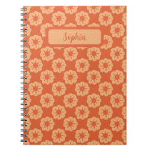 Motif floral dessiné à la main orange terreux