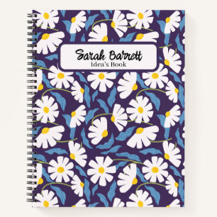 Carnet Motif floral élégant bleu marine Botanique class