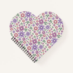 Carnet motif floral fantaisiste crème minimaliste