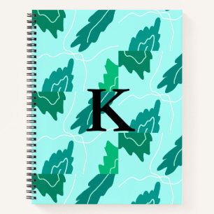 Carnet Motif floral feuilles de turquoise vertes avec mon
