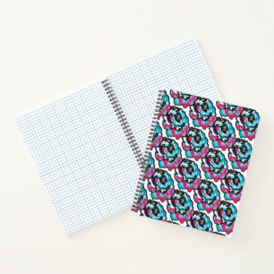 Carnet Motif floral graphique rose chaleureux cyan