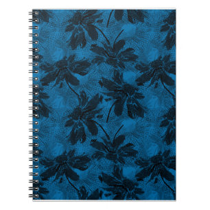 Carnet Motif floral gris et bleu.
