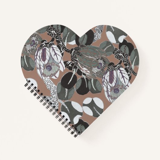 Carnet Motif floral gris marron (Devant)