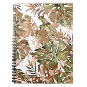 Carnet Motif floral incomparable avec lea tropical et or
