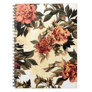 Carnet Motif floral incomparable avec roses rouge et oran