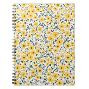 Carnet Motif floral incomparable, Petites fleurs jaunes.