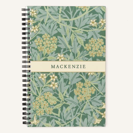 Carnet Motif floral jasmin vert (Recto)