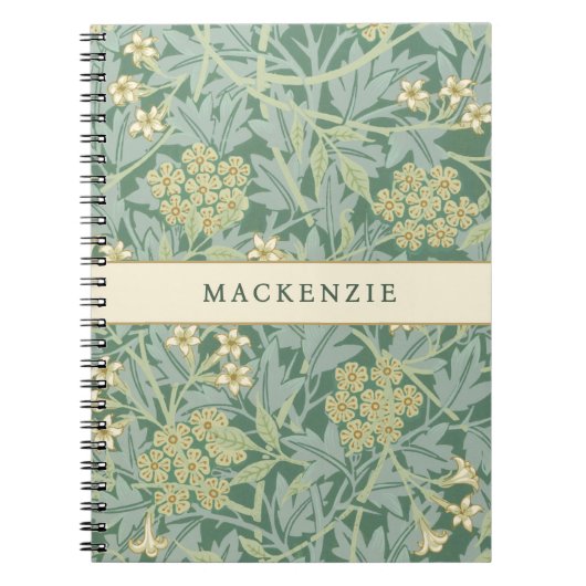 Carnet Motif floral jasmin vert (Devant)