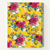 Carnet Motif floral jaune gras Boho rouge (Dos)