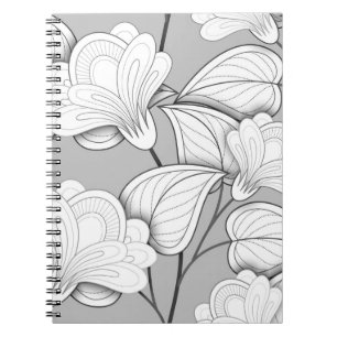 Carnet Motif Floral Monochrome Sans Seamless. Flo tiré à
