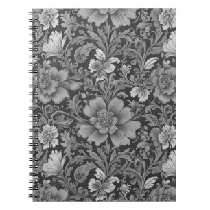 Carnet Motif floral monochrome vintage