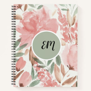 Carnet Motif floral monogramme aquarelle