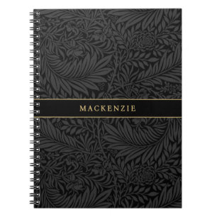 Carnet Motif floral noir personnalisé